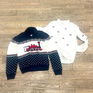 Janie & Jack boys train shirt & sweater